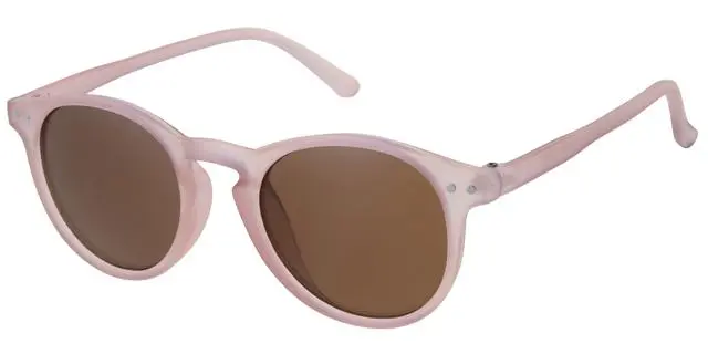 Børne Solbrille transparent pink sand med gummi og sølv dekoration samt brune glas