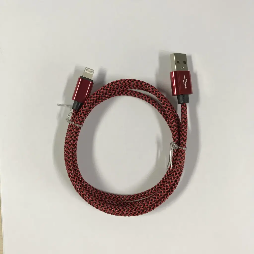 Iphone til USB A kabel rød flettet 1.0 m 2.4 ampere