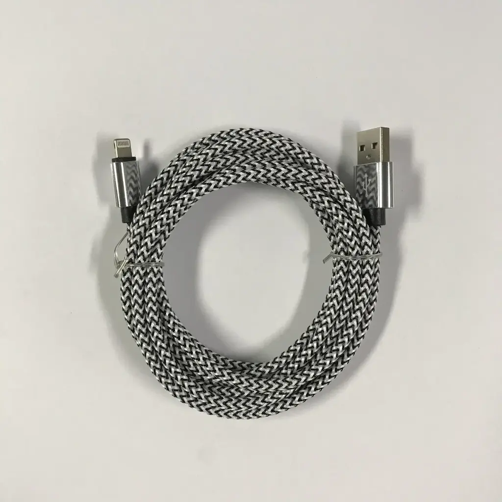 Iphone til USB A kabel hvid flettet 2.0 meter 2,4 ampere