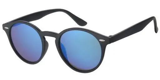 [404352-40410] [404352-40410] Solbrille mat sort med sølv dekoration og sorte glas med is blå spejl