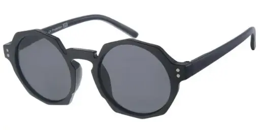 [505218-14025] Børne Solbrille Blank Sort med sølv dekoration og sorte glas 