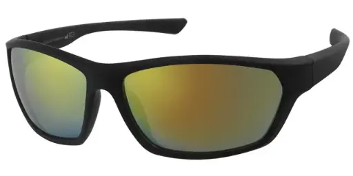 [404595-70181] Sports Solbrille sort gummi model med rød guld glas