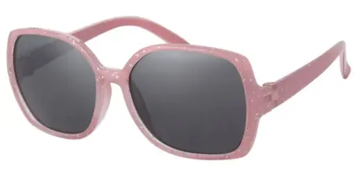 [505340-26035] Solbrille tranperant pink med glimmer og sorte glas