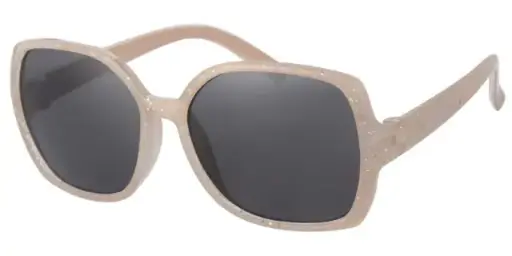 [505341-26035] Solbrille transparent biege med glimmer og sorte glas