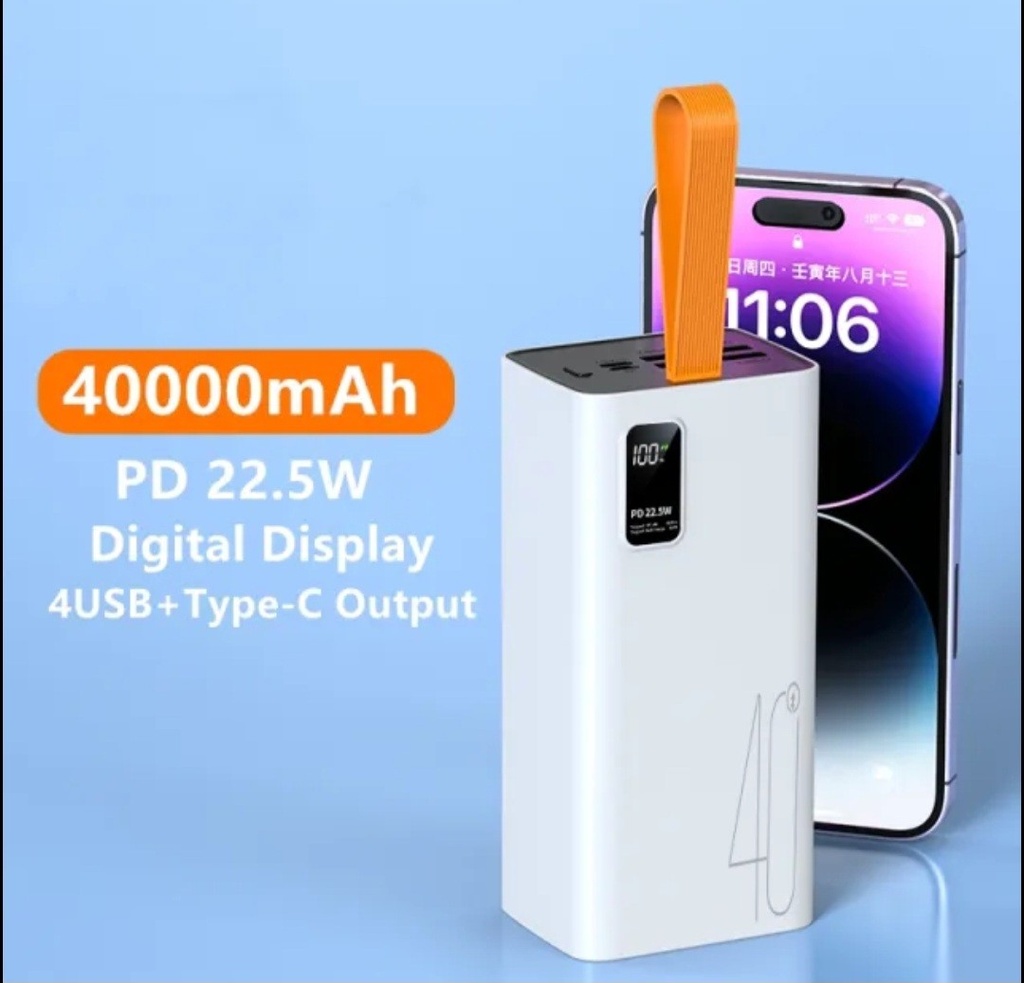 PowerBank hvid 40.000 maH PD 22,5w