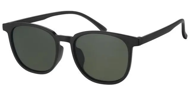Mat sort solbrille med grønne glas