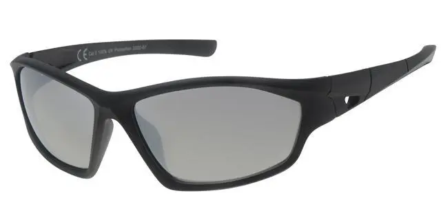 [404376-70163] Solbrille sport med gummibelagt stel og sølv spejlglas