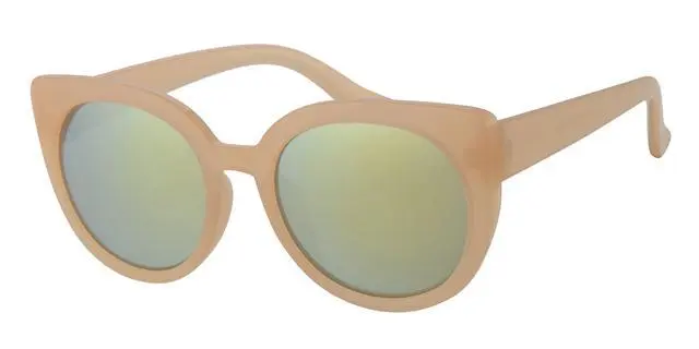 Børne Solbrille fuzzy biege med sorte guld spejl glas