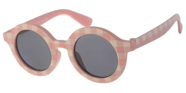 Børne Solbrille Pink med ternet print og sorte glas