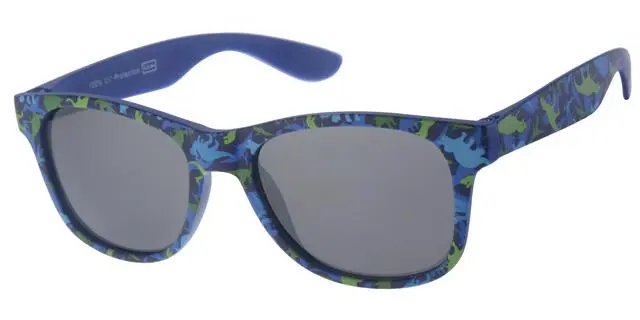 Børne Solbrille Blå med Dino print og sorte glas