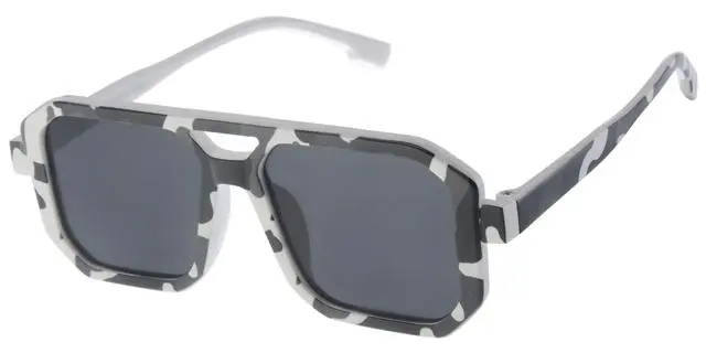 [505208-22012] Børne Solbrille Hvid Camouflage med sorte glas