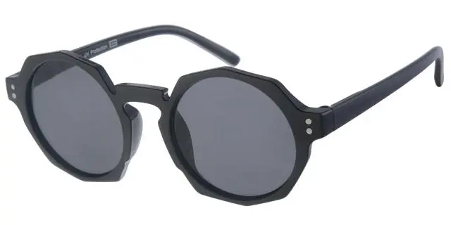 Børne Solbrille Blank Sort med sølv dekoration og sorte glas 