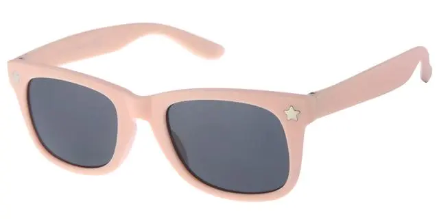 [505251-24035] Børne Solbrille mat pink med sølv stjerne på fronten og Sorte glas