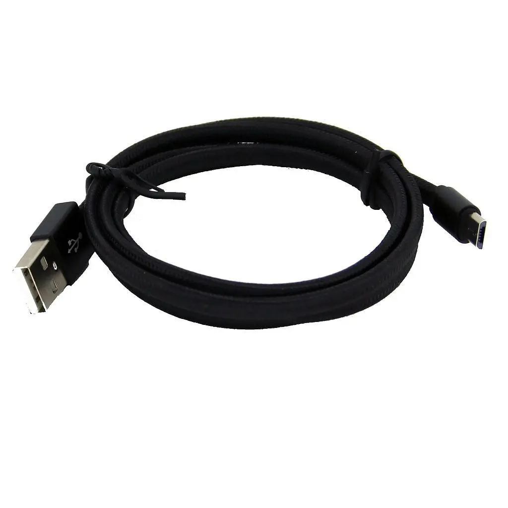 Micro USB flettet kabel 2m. Sort