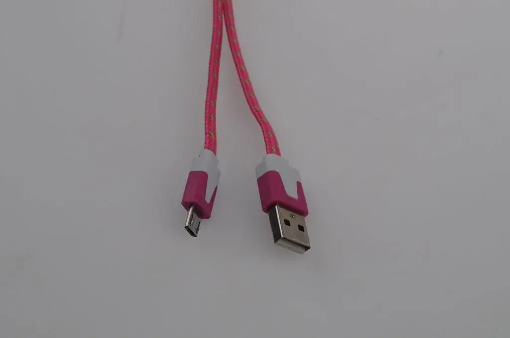 Micro USB til USB A kabel 3.0 meter pink/grøn flettet