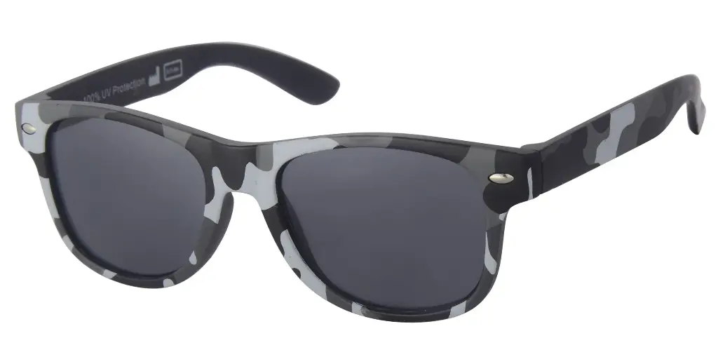 Solbrille med vinter camouflage samt sorte glas