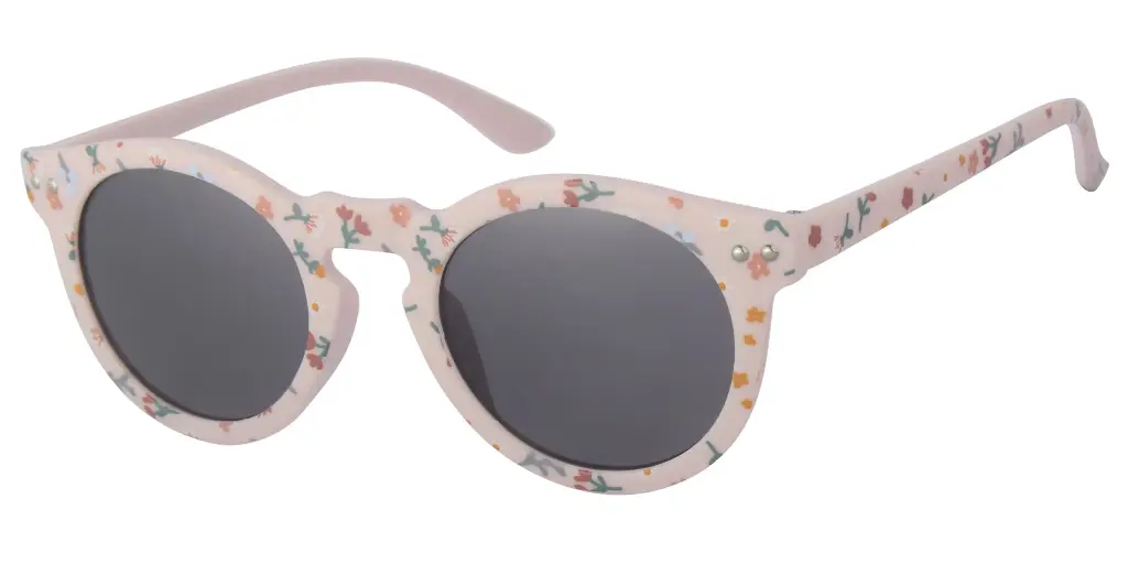 Solbrille pink med blomster print sorte glas