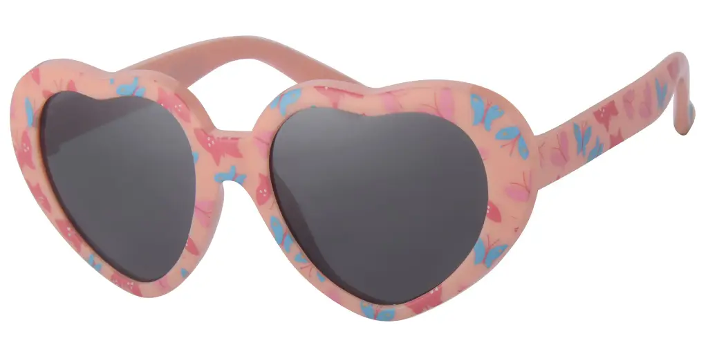 Solbrille  pink med print og sorte glas