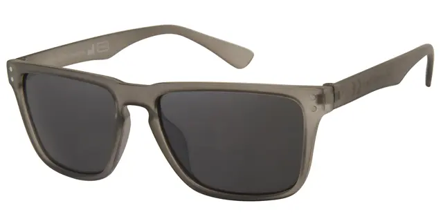 Solbrille mat transparent grå medsølv deco samt sorte  glas