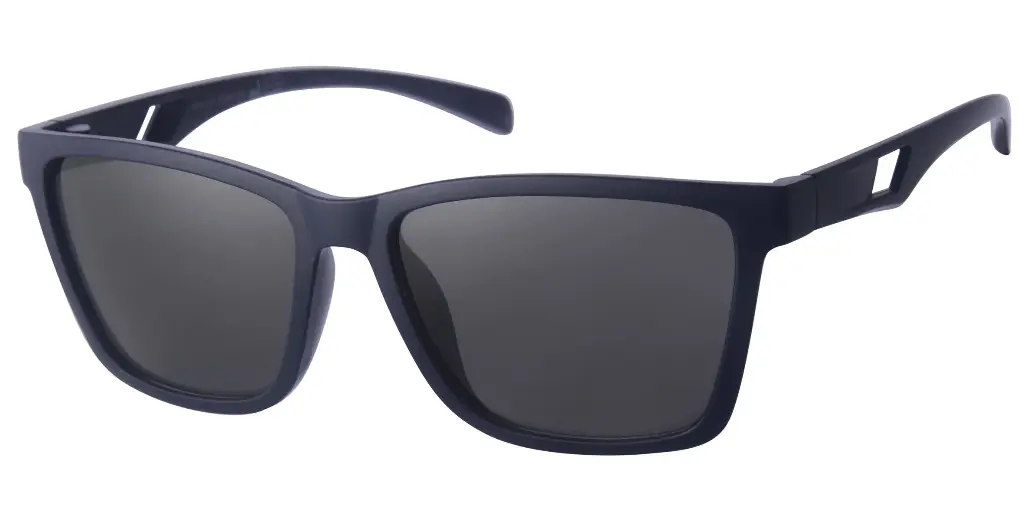 Solbrille mat sort med sølv deco samt sorte glas 