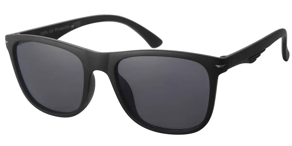 Solbrille mat sort med sorte glas