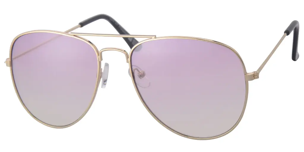 Solbrille aviator guld metal model sort lys graduerede glas
