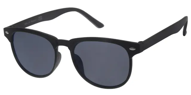 Solbrille sort model med sølv dekoration samt sorte glas