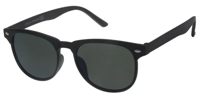 Solbrille sort model med sølv dekoration blødt gummi overflade samt grønne glas