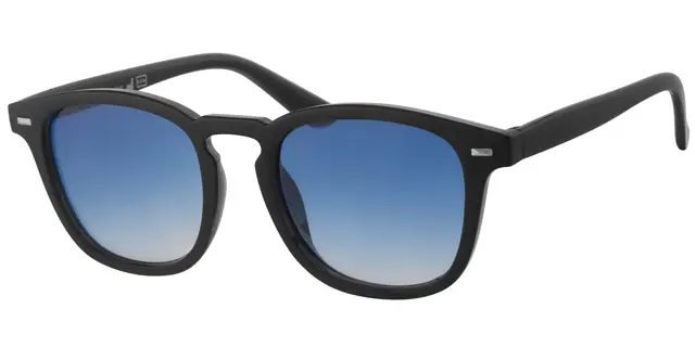 Solbrille sort model med sølv dekoration samt lys blå graduerede glas