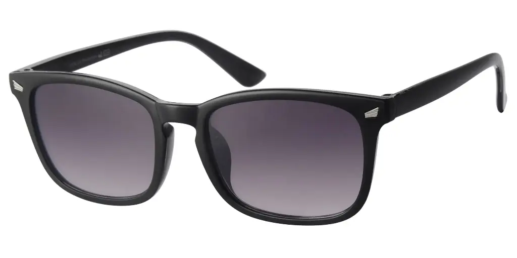 Solbrille sort model med sølv dekoration samt sort graduerede glas