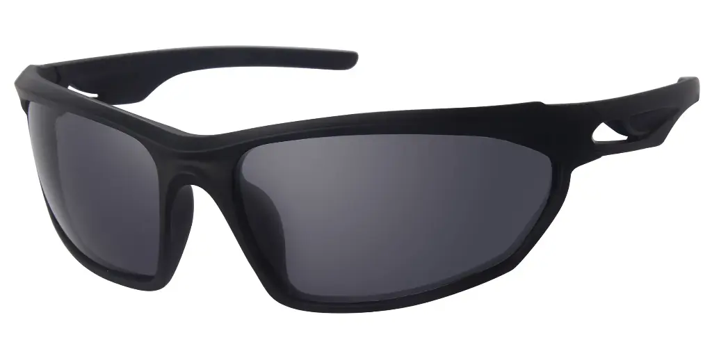 Sports Solbrille sort gummi model med sølv coatede glas