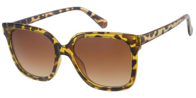 Gul leopard brille med gradueret brune glas