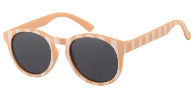 Børne Solbrille mat orange med hvide striber og Sorte glas