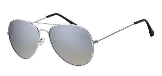 Solbrille klassisk sølv pilot brille med sølv spejl glas
