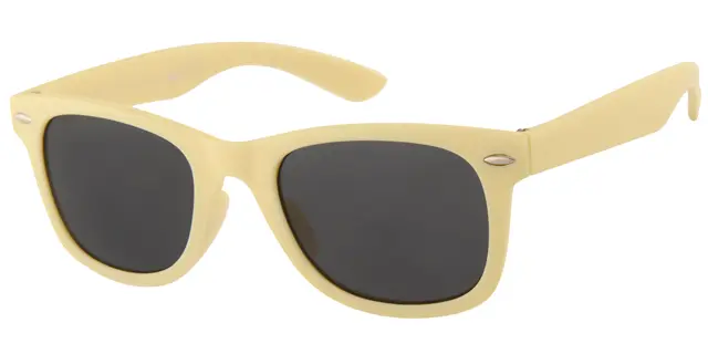 Børne Solbrille mat gul med sølv dekoration og Sorte glas