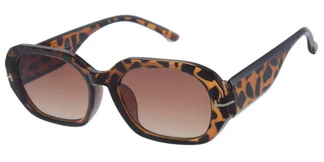 Solbrille brun leopard med guld dekoration samt graduerede brune glas