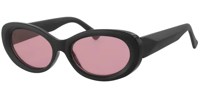 Solbrille blank sort med pink glas