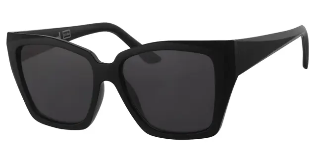 Solbrille blank sort kombineret med mat sort samt sorte glas 