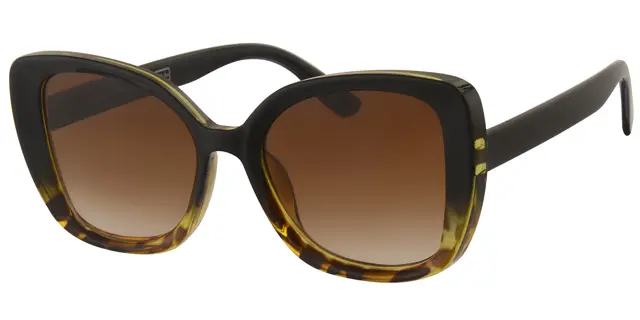 Solbrille sort til gul leopard med brune glas