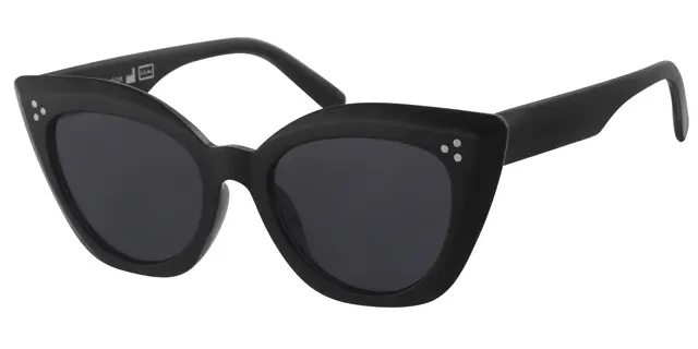 Solbrille sort med sølv dekoration samt sorte glas