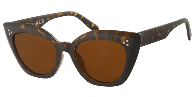 Solbrille gul leopard med sølv dekoration samt brune glas