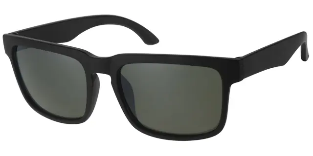 Solbrille mat sort med gummi overflade samt grønne glas