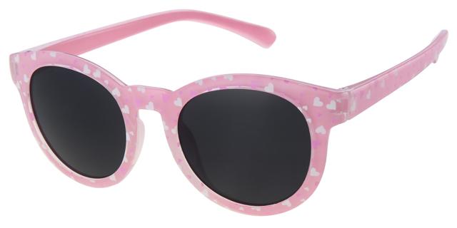 Børne Solbrille pink med printet hjerter og brune glas
