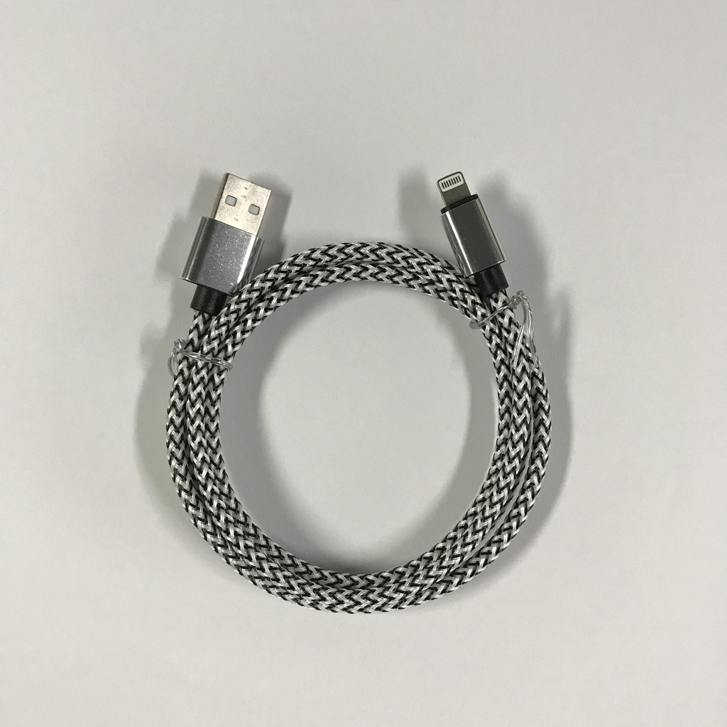 Iphone til USB A kabel hvid flettet 1.0 m 2,4 ampere