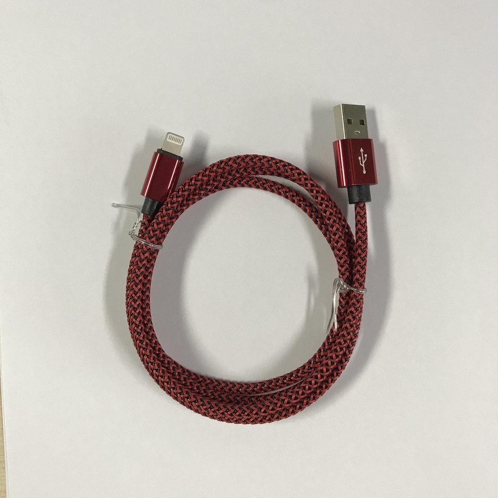Iphone til USB A kabel rød flettet 1.0 m 2,4 ampere