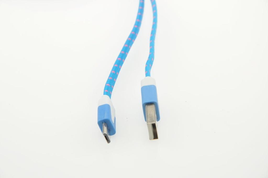 Mikro USB til USB A kabel 3.0 meter blå/rødt flettet