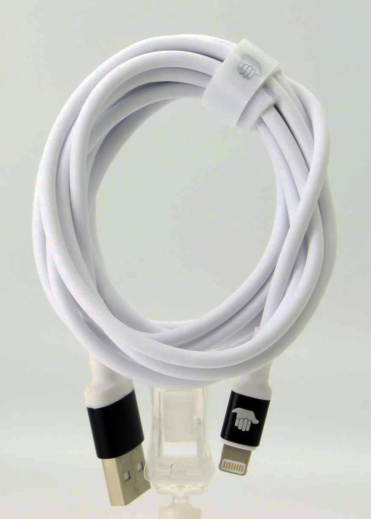 Iphone til USB A kabel 3.0 m hvidt med sorte konnektorer og aflastning