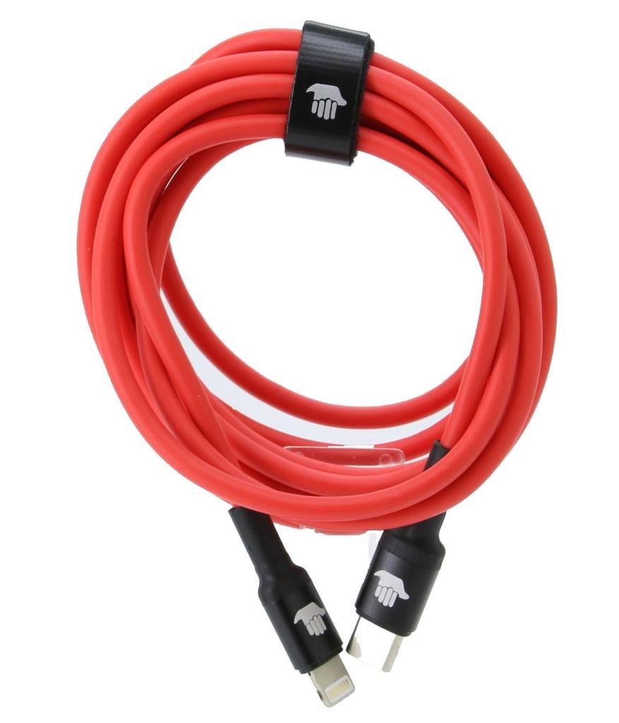 USB C - Iphone kabel 2.0 m rød med sorte konnektorer
