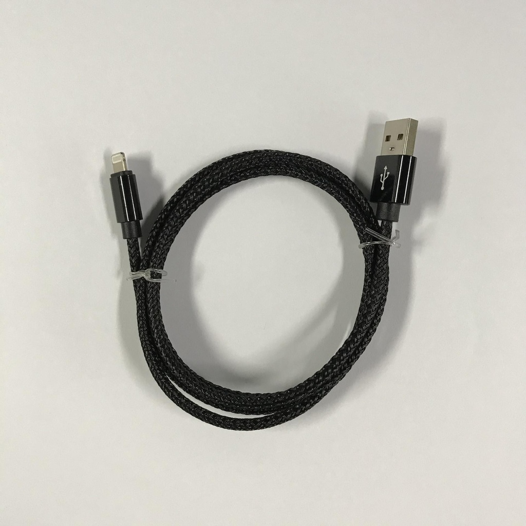 Iphone til USB A kabel sort flettet 2.0 meter 2,4 ampere