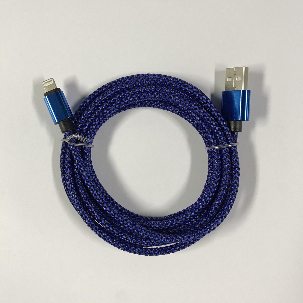 Iphone til USB A kabel blå flettet 2.0 meter 2,4 ampere